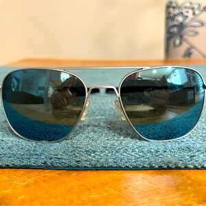 RANDOLPH AF304 AVIATOR MATTE CHROME FRAME W BLUE LENSES 58MM SUNGLASSES